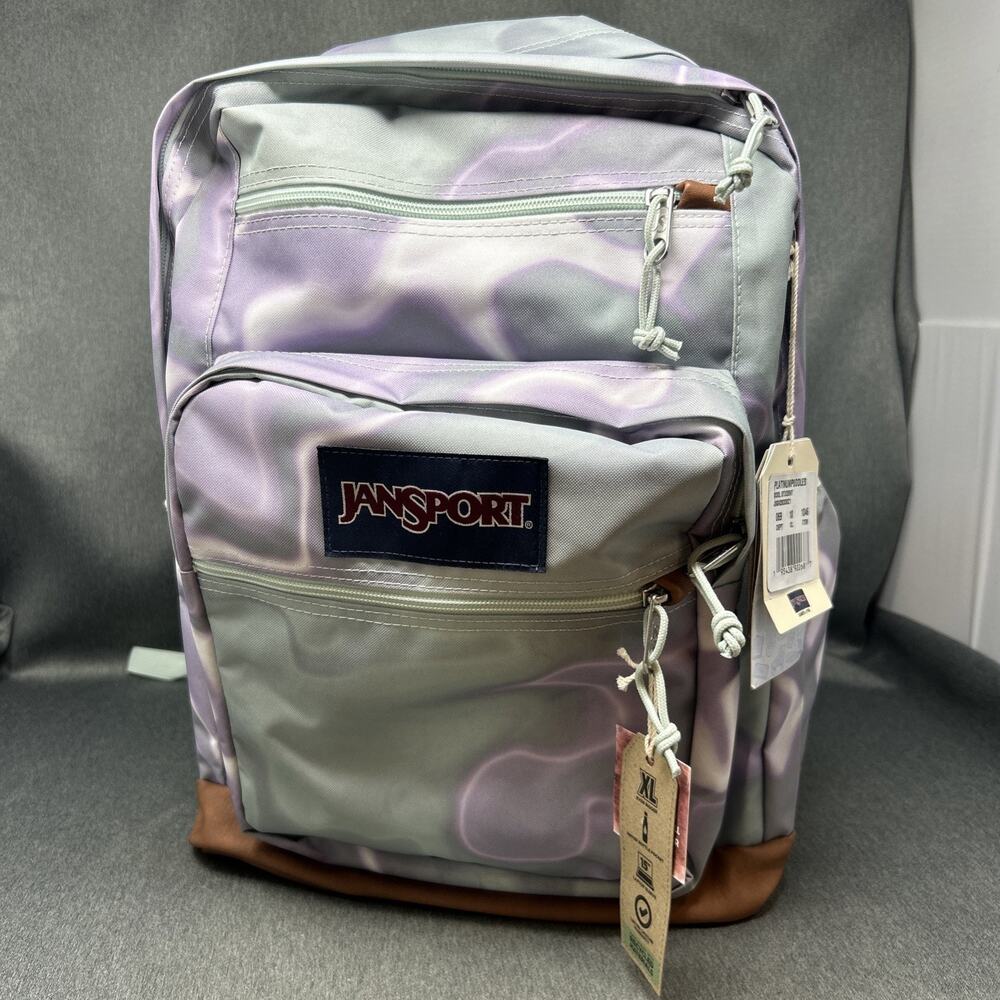 NWT JanSport Cool Student Backpack Purple Grey Tie Dye School Fits 15" Laptop